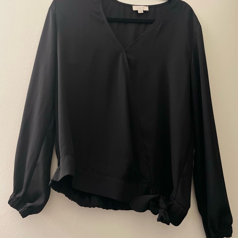 LOFT Black Women's Blouse with Knot Detail- NWOT